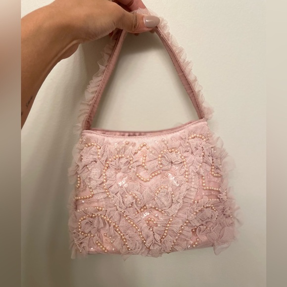 ✨ASOS✨Frill and Pearl Grab Bag in Pink- Great for Vday! - Picture 6 of 9